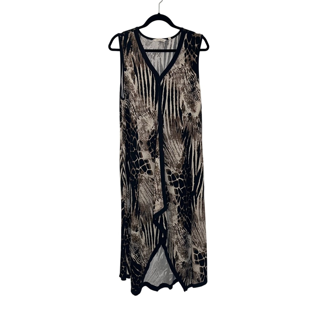Soft Surroundings Animal Print Sleeveless Maxi Dress Size XL Brown Black Pockets